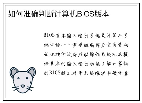 如何准确判断计算机BIOS版本